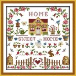 Point de croix kit complet pr� imprim� home fleurs animaux 14ct estamp� broderie 31x31 cm estampill�