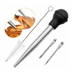 Poire � jus - largeight - acier inoxydable 304 - multi couleur - aiguille dinjection - brosse de nettoyage ...