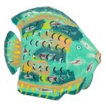 Poisson tropical vert menthol en mtal photophore dcoration mer ocan 30cm
