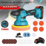 Polisseuse voiture sans fil - polisseuse 6 vitesses - 2800 - 6000rpm - 16x accessoires 2 batteries 125 ...