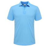Polo homme bleu ciel ? manches courtes ? 100% coton confortable - - bleu