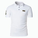 Polo homme broderie manches courtes regular fit casual polo shirt top ete couleur contrast�e confortable ...