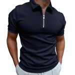 Polo hommepolo manches courtes casual sport coupe ajust�e couleur unie pour hommes - bleu fonc�