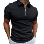 Polo hommepolo manches courtes casual sport coupe ajust�e couleur unie pour hommes - noir