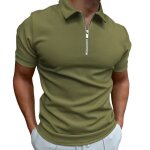 Polo hommepolo manches courtes casual sport coupe ajust�e couleur unie pour hommes - vert