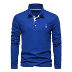 Polo shirt manches longues homme automne motif brodé - bleu Polo shirt manches longues homme automne motif brodé - bleu