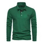 Polo shirt manches longues homme automne motif brod - vert