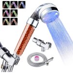 Pommeau de douche booster conomie deau avec 7 changements de couleur avec pierre filtrante ionique avec ...