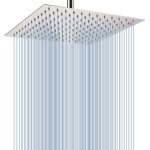 Pommeau de douche carr� � effet pluie - puissant d�bit en acier inoxydable - montage au plafond ou au ...