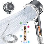 Pommeau douche filtrant anti - calcaire + tuyau 2m haute pression �conomie eau set salle de bain avec ...