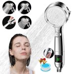 Pommeau de douche haute pression avec affichage de la temp�rature 4 types de jets avec arr�t deau (douche ...