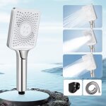 Pommeau de douche - nettlife - carr� - nickel - �conomie deau - grande pression - tuyau 15 m