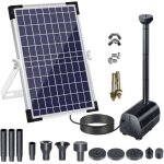 Pompe de fontaine solaire - zor� - 18v / 10w - 1000l / h - grand panneau solaire - 3 buses interchangeables ...