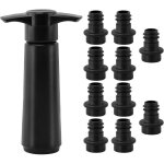 Pompe à vin avec 10 bouchons à vide ? scelleur noir réutilisable pour vin frais en cuisine bureau et ... Pompe à vin avec 10 bouchons à vide ? scelleur noir réutilisable pour vin frais en cuisine bureau et ...