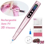 Ponceuse  ongle sans fil 35000 tr / min - 35 vitesses rglables - 12 en 1 lime  ongles electrique profession ...