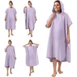 Poncho de bain - peignoir de bain homme femmes manches courtes avec capuche en microfibre pour adultes ...