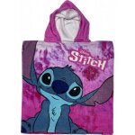 Poncho de bain stitch disney � capuche en coton . rose . cape de bain - serviette. 55x110 cm.