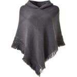 Poncho  capuche pour femme avec cape au crochet et ourlet  franges pour lhivergris
