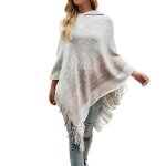 Poncho lgant et confortable pour femme avec rayures  chevrons et franges cape poncho cardigan rtro ...