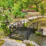 Pont de jardin pont de bassin d�coration du jardin dim. 119l x 67l x 47h cm avec balustrade motif de ...