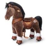 Ponycycle modle y poney chocolat 3 - 4 ans jouet cheval  roulettes en peluche avec frein cadeau pour ...