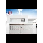 Portail alu battant semi - ajour� en kit dimensions l. 3500 (entre piliers) x h. 1300 mm blanc (9010) ...