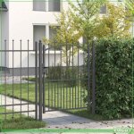 Portail de cl�ture - abi - acier peint - 150 x 100 cm - design incurv� avec pointes