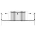 Portail double - vidaxl - 400 x 150 cm - acier noir - mécanisme manuel - barrière de jardin Portail double - vidaxl - 400 x 150 cm - acier noir - mécanisme manuel - barrière de jardin