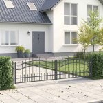 Portail de jardin en acier gris 305 x 120 cm - pointe verrouillable vidaxl