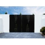 Lot portail battant et poteaux - casanoov - nali veleta - 3m h. 200cm - noir mat - acier / 2 poteaux ...