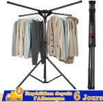 Portant � v�tements 4 bras r�tractables pliable charge max. 80 kg pour les balcons les salles de bains ...