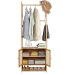Portant  vtement en bambou avec 2 tagres - porte manteau sur pieds pour chambre entre - 53x31. 5x168cm ...
