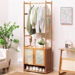 Portant � v�tement en bambou porte manteau sur pieds chambre entr�e 53x31x168cm