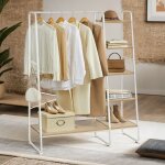 Portant � v�tements - blanc - 5 niveaux - 6 crochets - �tag�re � chaussures