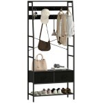 Portant � v�tements - homcom - industriel - 2 tiroirs en tissu �tag�re 8 crochets et cadre en acier - ...