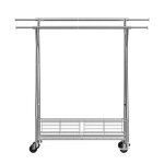 Portant � v�tements mobile avec roulettes - duoku - avec 2 barres de suspension - panier de rangement ...