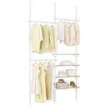 Sobuy portant � v�tements t�lescopique avec �tag�res et tringles r�glables blanc naturel 151?198x214?295 ...