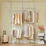 Portant � v�tements t�lescopique - sobuy - r�glable 124 - 226 cm - hauteur 200 - 295 cm - gris - capacit� ...