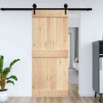 Porte 70x210 cm bois massif de pin porte coulissante sur rail porte de grange meuble porte coulissante ...