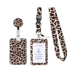 Porte - badge coulissant lanire tui carte bande badge clip motif lopard porte - carte cordon tanche ...