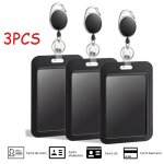 Porte badge - non sp�cifi� - rigide - enrouleur couvercle coulissant - noir - 3 pi�ces noir porte - badge ...