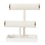 Porte - bijoux double en bouclette ivoire avec finitions dores