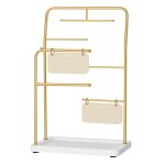 Porte bijoux - helloshop26 - 13 x 215 x 337 cm - acier dor� - 2 plaques � boucles - 4 tiges de suspension ...