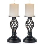 Porte - bougies piliers noirs�: supports de bougies vintage pour bougies piliers bougeoirs en m�tal pour ...