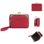 Porte carte femme en simili cuir 11 x 8 x 55 cm couleur unie - rouge