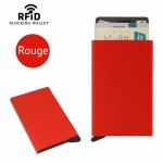 Porte - cartes rfid en m�tal rouge ? protection bancaire anti - piratage ? ultra compact 6 cartes