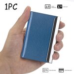 Porte - cartes de visite - cuir - bleu - fermeture magntique - dimensions 95x65x15 cm - homme