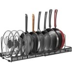 Porte - casseroles dtachable support acier 2 en 1 organiseur de pole avec 8 compartiments rglables ...