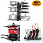 Porte - casseroles dtachable support acier inoxydable 3 en 1 organiseur de pole avec 8 compartiments ...