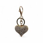Porte - cl�s bb angell coeur doree strass �l�gant type swarovski attache sac par mousqueton